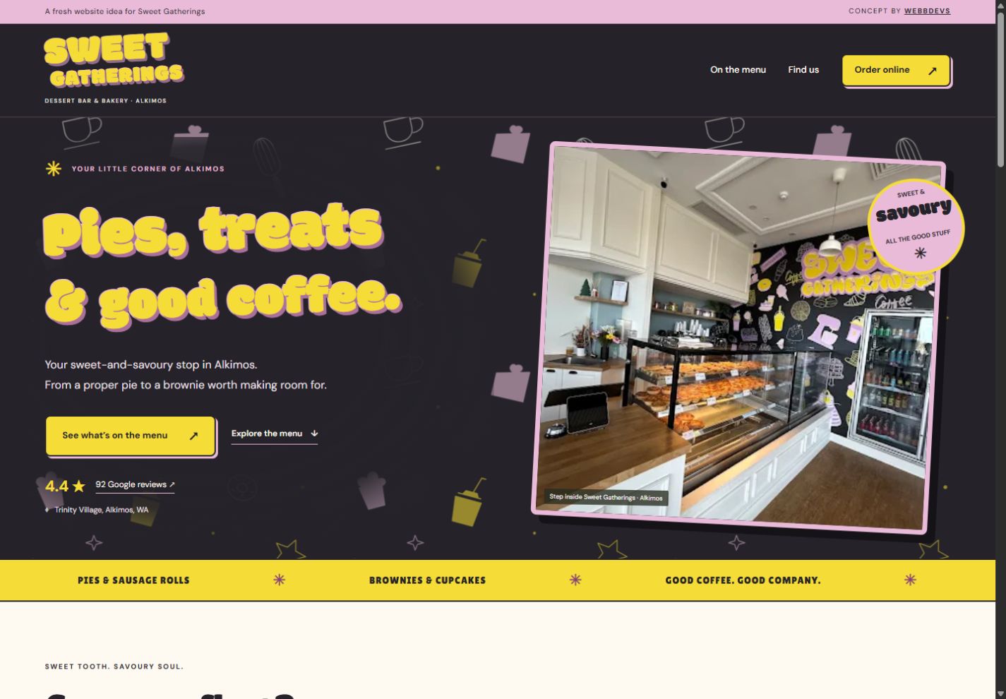 Sweet Gatherings website concept — click to explore